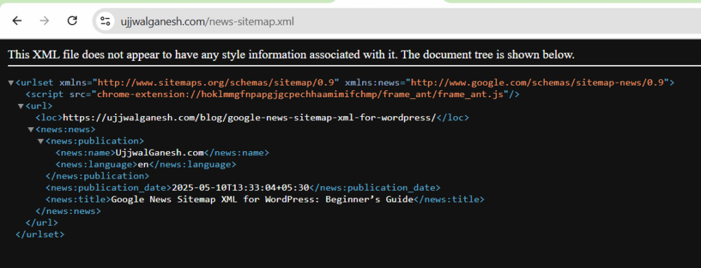 Google News Sitemap XML for WordPress screenshot