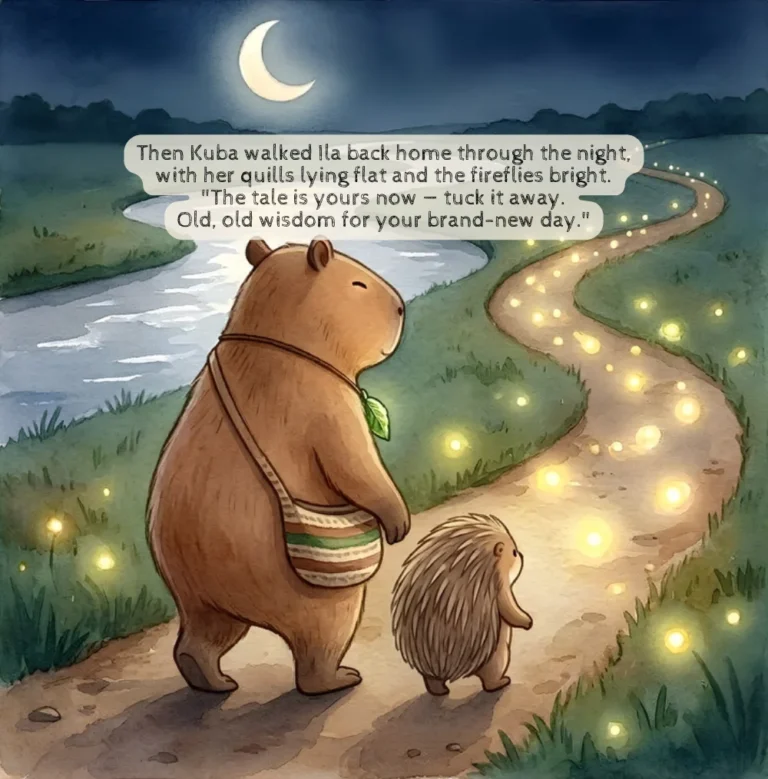 Page from Loud & Clear: Kuba walks Ila home under the fireflies