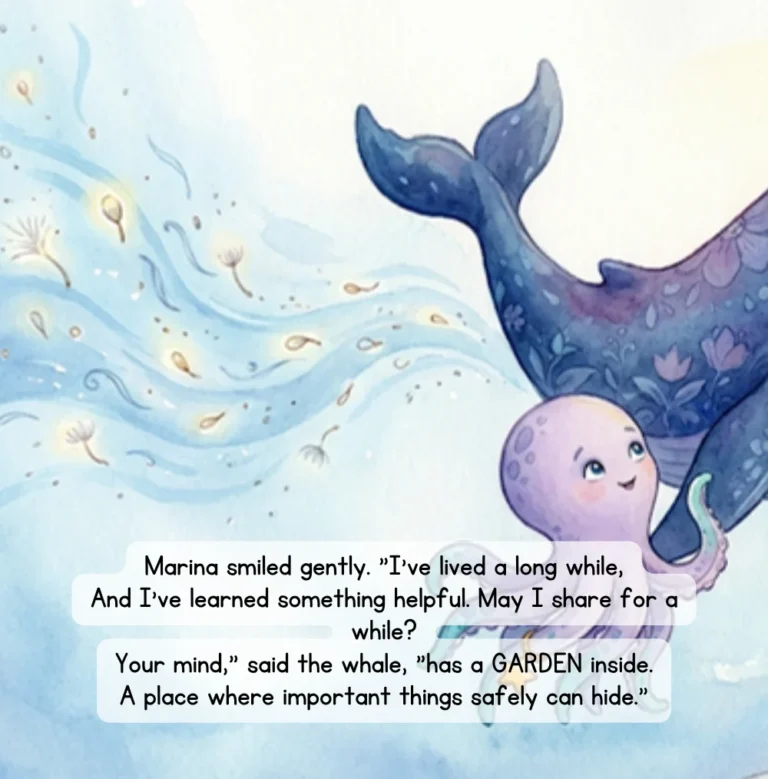 Page from Remember & Grow: Marina explains that your mind has a garden inside