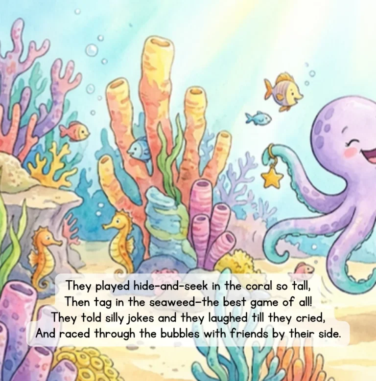 Page from Switch & Settle: Zuli plays hide-and-seek with friends on the reef